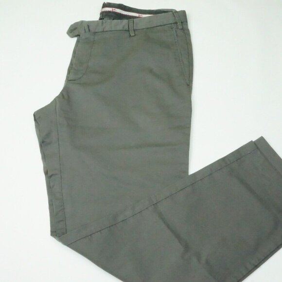 Isaia Tinto Slim Gray Cotton Blend Casual Mens Chino Pants 54R EU NEW